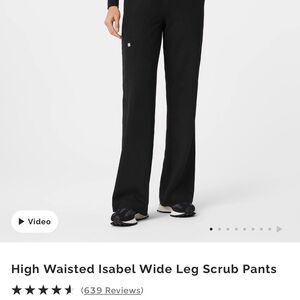 Black Wide Leg Scrub Pants